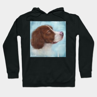 A Painting of a Brown and White Pointer, Looking Up Hoodie